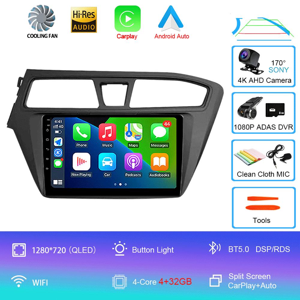 Android 14 WIFI+4G Автомагнитола для Hyundai I20 LHD 2015 2016 2017 2018 Стерео GPS Carplay Auto Мультимедийный Видеоплеер 360 Камера