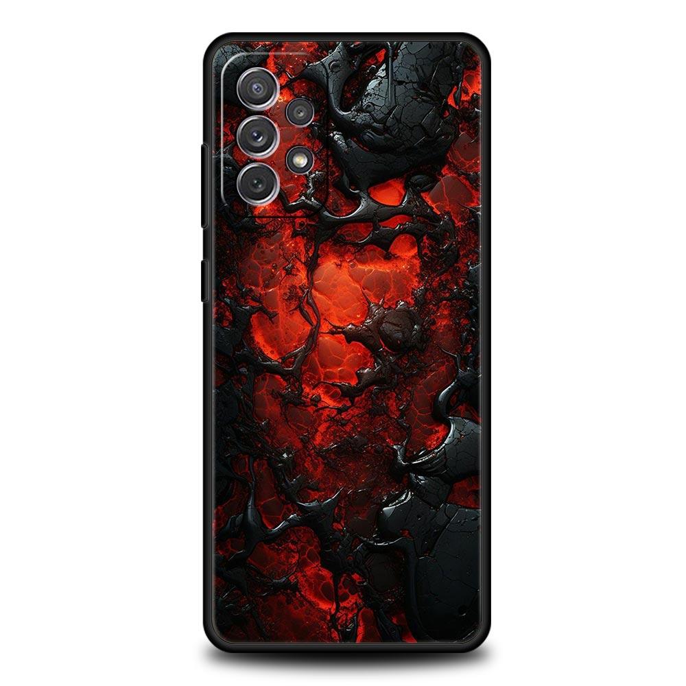 Black Red Ripple Art Phone Case for Samsung Galaxy A55 A35 A17 A07 A15 A13 A25 A51 A71 A72 A73 A32 A52 A52S A41 Soft TPU Shell