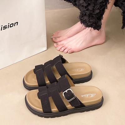 Ветер усилил толстоподошвенные тапочки женские летние новые с юбками ретро крутые тапочки