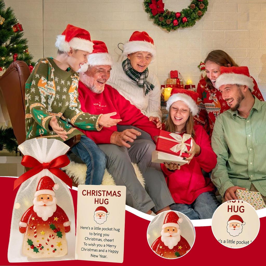 Christmas Pocket H ug Gifts 2D Acrylic Pocket Santa Claus Decor Comforting Keepsake Little Encouragement Cards Holiday Card