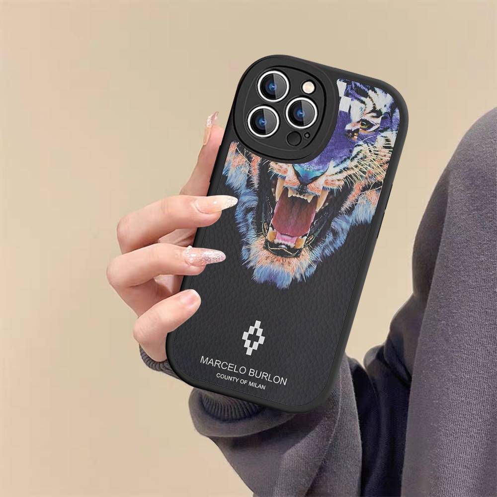 Чехол для телефона M-MARCELO B-BURLON для IPhone 16 15 14 13 12 11 Pro Max Plus Кожаный Мягкий Чехол
