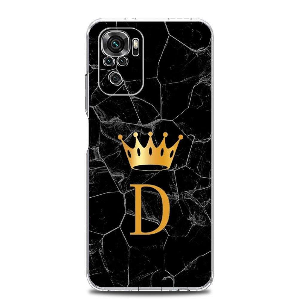 Чехол для телефона Xiaomi Redmi Note 13 12 5G 9S 9 8 10 11 Pro Plus 4G 9T 13C 12C10C 9C 9A 7 прозрачный чехол с изображением короны и букв от A до Z