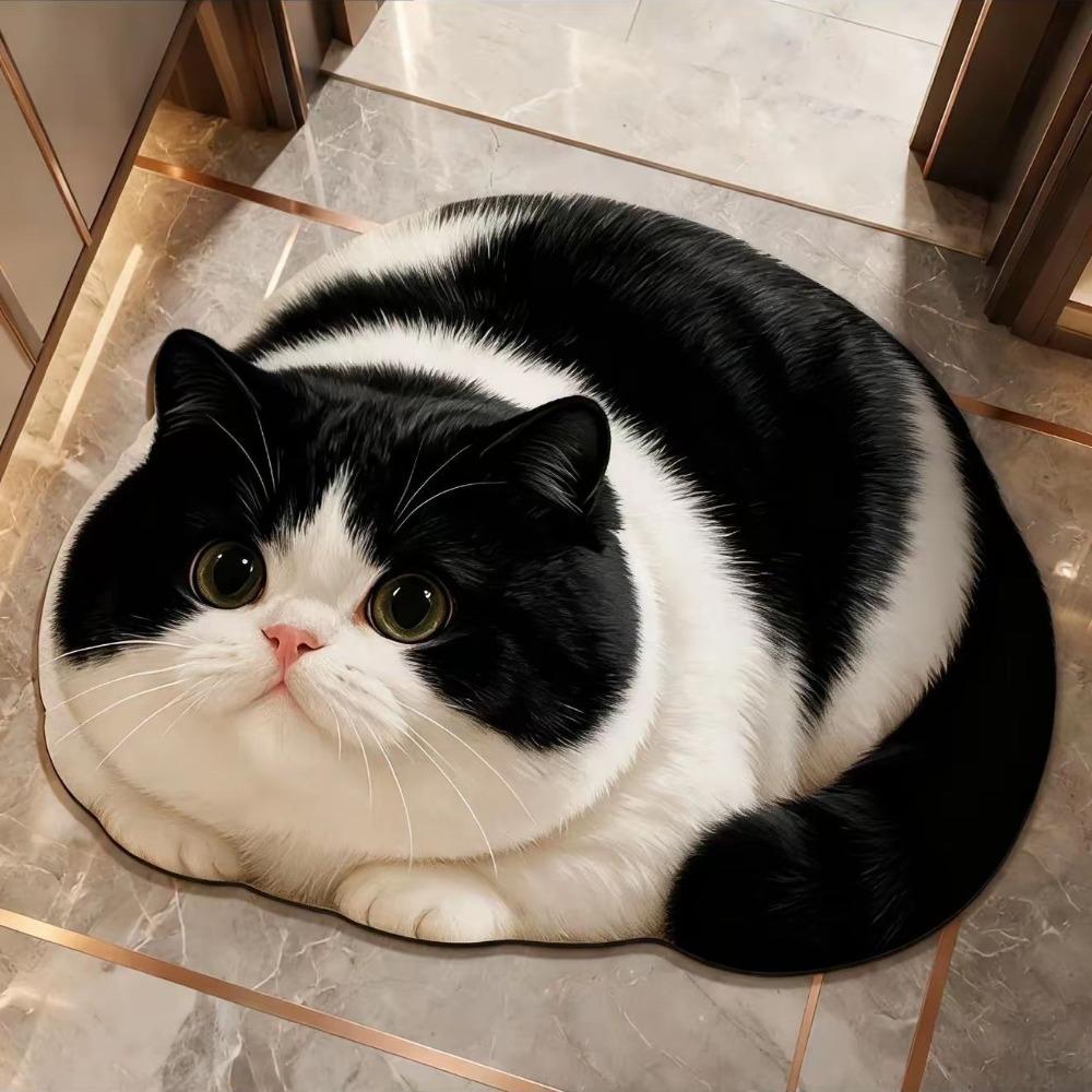 45×60CM Bathroom Carpet Realistic Bedroom Door Rug Cute 3D Cat Floor Mat Home Decor