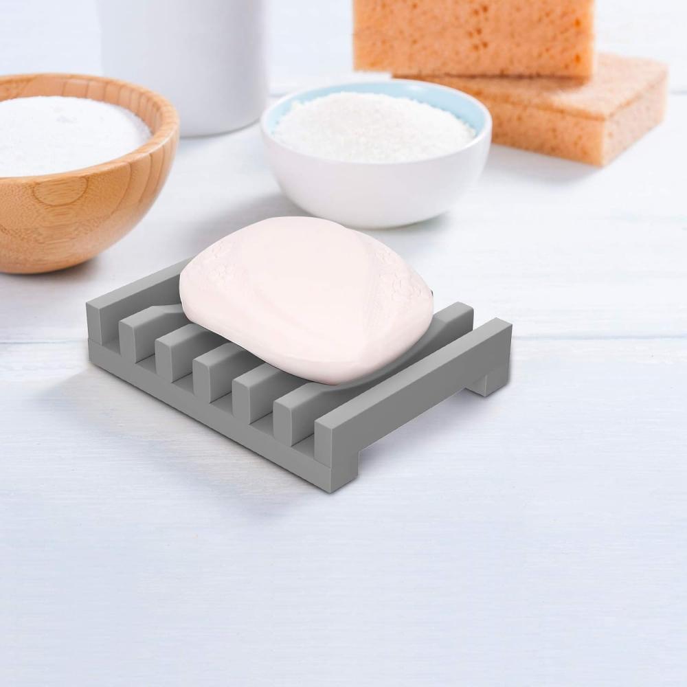 Soap dish rack, anti-slip bathroom accessories, silicone soap box protector, sink deck, bathtub, shower tray soap drain, silicon