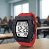 Children's LED Display Digital Electronic Watch Luminous Week Display Black Plastic Band Glass Dial Alarm Square TPU Material