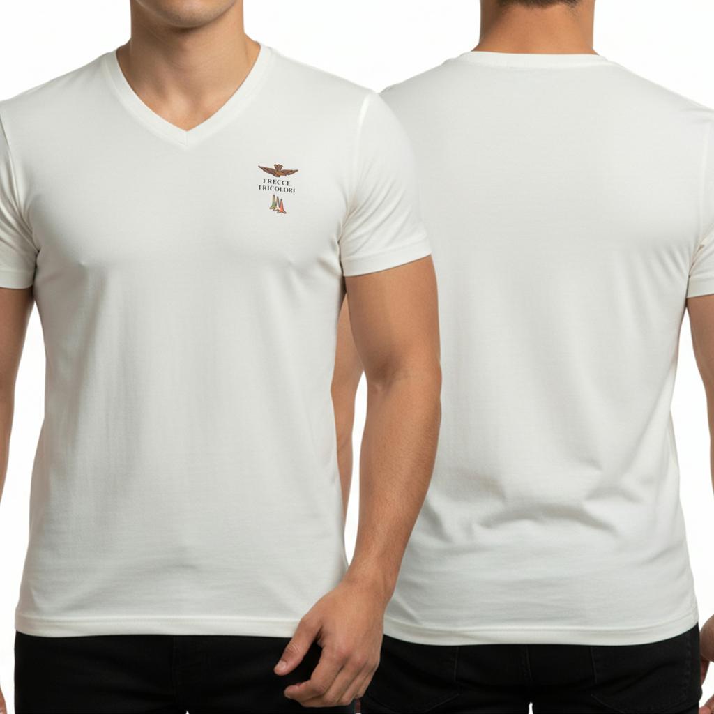 Aeronautica Militare White T-Shirt Men' V-Neck T-Shirt Scoti006J508-73009