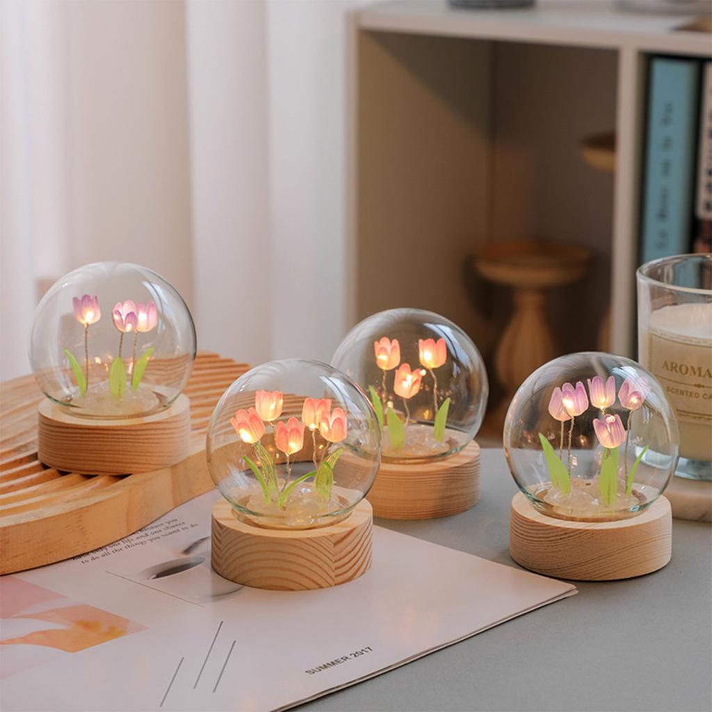 Flower Night Light Tulip Night Lamp Home Decoration Night Light Bedside Light for Office Bedroom