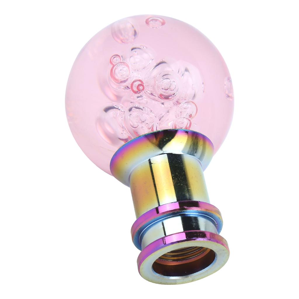 Manual Shift Knob Gear Stick Shifter Pink Crystal Bubble with 3 Threaded Adapters Universal
