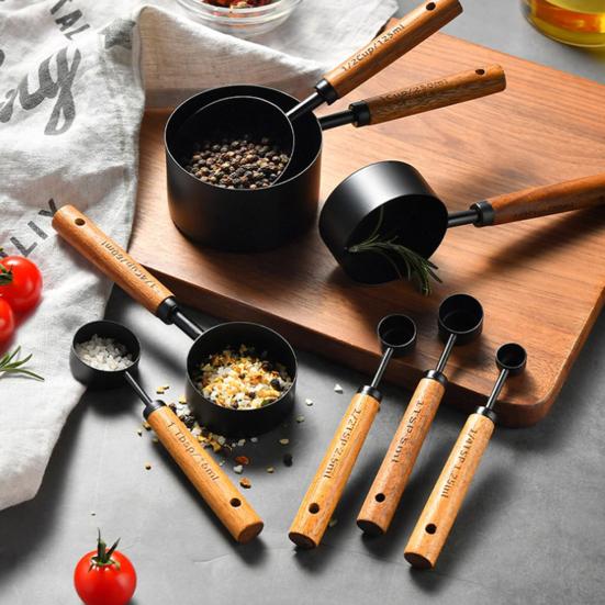 Набор из 4 шт. из нержавеющей стали с золотым покрытием: мерные ложки и стаканы, точные инструменты для выпечки