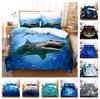 3D Single/Double Shark Bedding Set Marine Animal Duvet Cover 2/3pcs AU180 * 210 Full Size Boys' Room Soft Home Textile