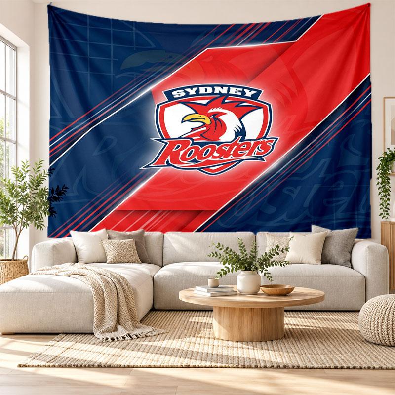 Sydney Roosters Wall Tapestry, Soft Fabric Wall Hanging, Decorative Backdrop For Bedroom Home Wall Art
