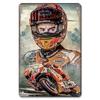 Хисун Металлическая табличка Винтажная Мотогонщик MotoGP Металлическая жестяная табличка Ретро Мотоциклетные гонки Железная живопись Настенное искусство Классический Мотоциклист Декоративная табличка f
