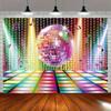 Disco Ball Notes Dance Floor Theme Banner Backdrop Luminous Floor Style Birthday Party Decoration Photography Background Cloth