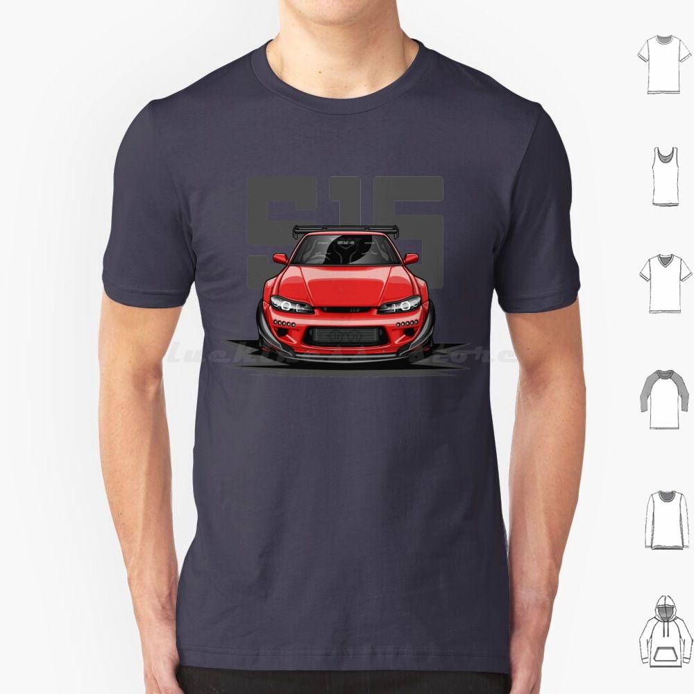 Silvia S15 Front Candy Red T Shirt 6xl Cotton Cool Tee Car Automotive Racing Vehicle Race Cool Sports Supercar Fitment Man