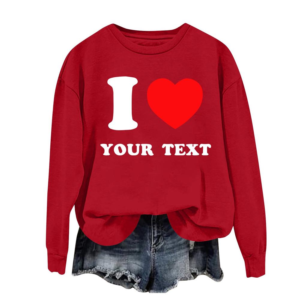 Женская повседневная мода ко Дню святого Валентина с принтом, длинным рукавом, круглым вырезом, толстовки, пуловеры, топы