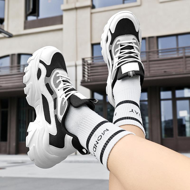 Женская спортивная обувь с толстой подошвой и сеткой, модная и легкая, увеличенного размера, женская обувь, мужские кроссовки