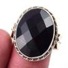 Natural Black Onex Gemstone Handmade 925 Sterling Silver Two Tone Ring S.8 t3Q74
