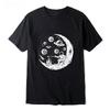 New Astronaut Moon Barbecue Funny Printed T-Shirt Men's Women  Vintage Crew Neck Loose Cotton Men Short Sleeve Oversized T-shirt