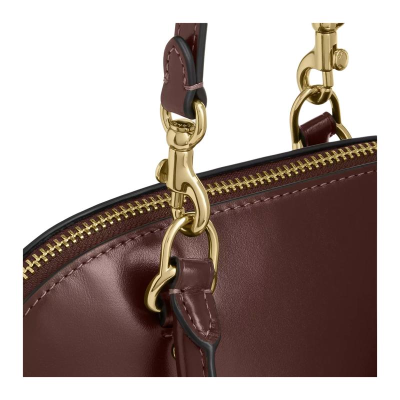 Coach Сумка-портфель Lara 22 на молнии с серебряной фурнитурой из коровьей кожи маленькая женская кленового цвета