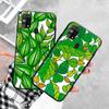 Black Case for Xiaomi Redmi 13C Note 9 iPhone XR 7 8 14 15 11 12 13 X XS Pro Max Samsung A25 S23 S24 FE Ultra Plus Green Leaves