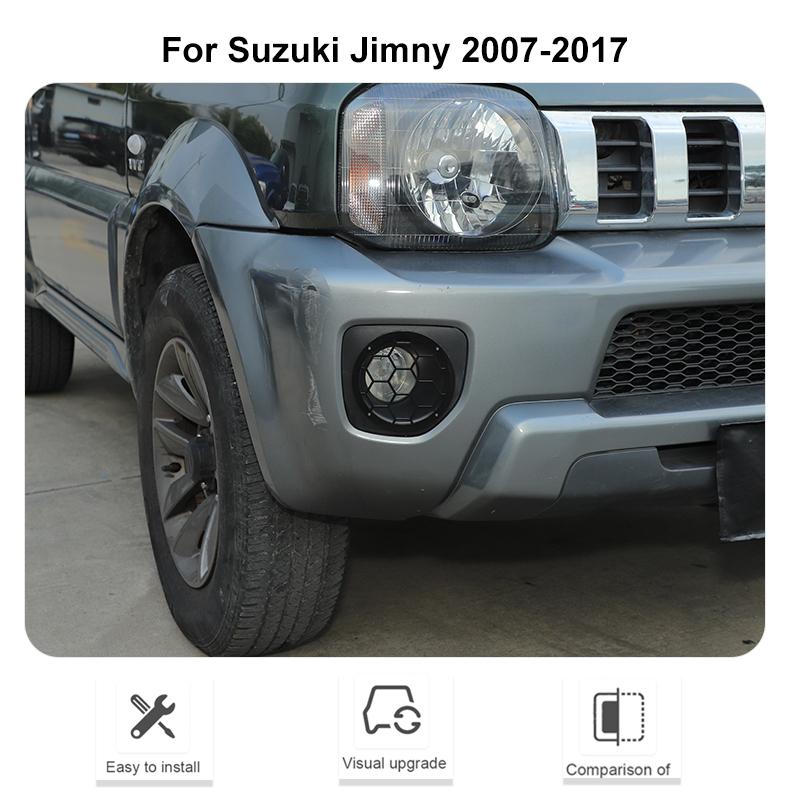 Накладка на переднюю противотуманную фару автомобиля, украшение для защиты противотуманных фар для Suzuki Jimny 2019-2023, металлические аксессуары, 2 шт.(черный)