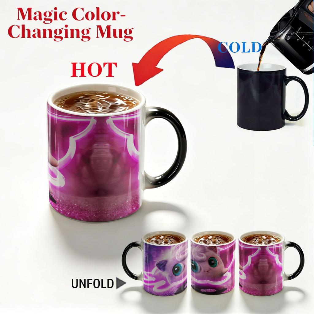 Detective Pikachu Heat Changing Mug – Creative Ceramic Coffee Cup, Color Reveal with Hot Liquid