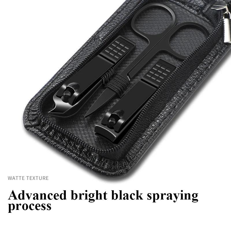 Портативные роскошные маникюрные наборы, наборы для педикюра, набор ярких черных кусачек для ногтей, средства личной гигиены, ножницы для бровей