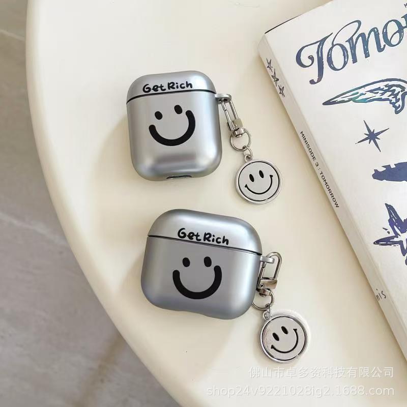 Посеребренная крышка для наушников AirPods 1 с смайликом pro второго поколения airpodspro1 защитная крышка противоударная 1-го поколения
