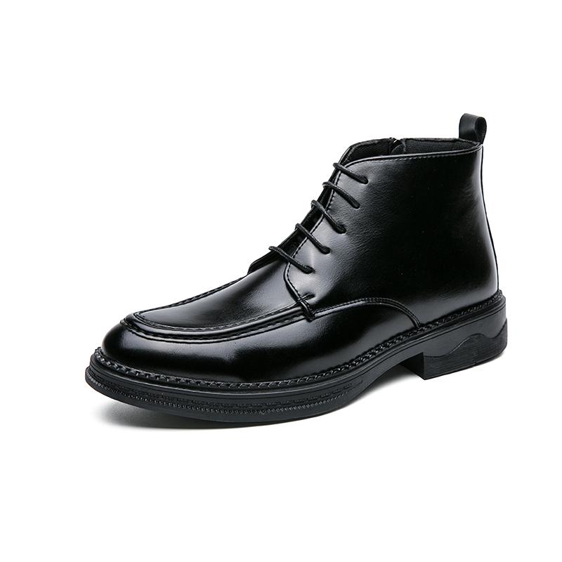 High End Brand Men'S Chelsea Boots Winter Pointed High Top Business Shoes Men'S Leather Dress Shoes Elegant Lace Up Style