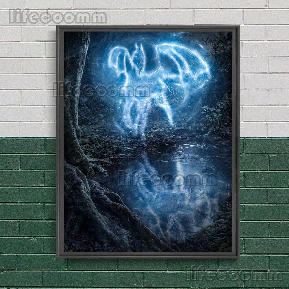 Животные эльфы в лесу настенная живопись на холсте олень, ворон, сова, леопард, мистическое существо художественный постер и принт домашний декор без рамки