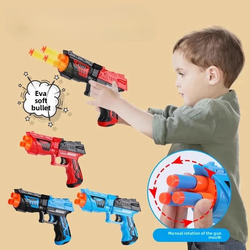 Детский пистолет для мягких дротиков, ручной взвод, безопасный, с поролоновыми дротиками, игрушечный пистолет, детская стрелялка, игрушка для сражений, в комплекте мягкие пули, набор мишеней, детский подарок