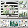 Tropical Cactus Green Plant Print Pattern Tapestry Home Living Room Bedroom Wall Decor Background Cloth Tapestry