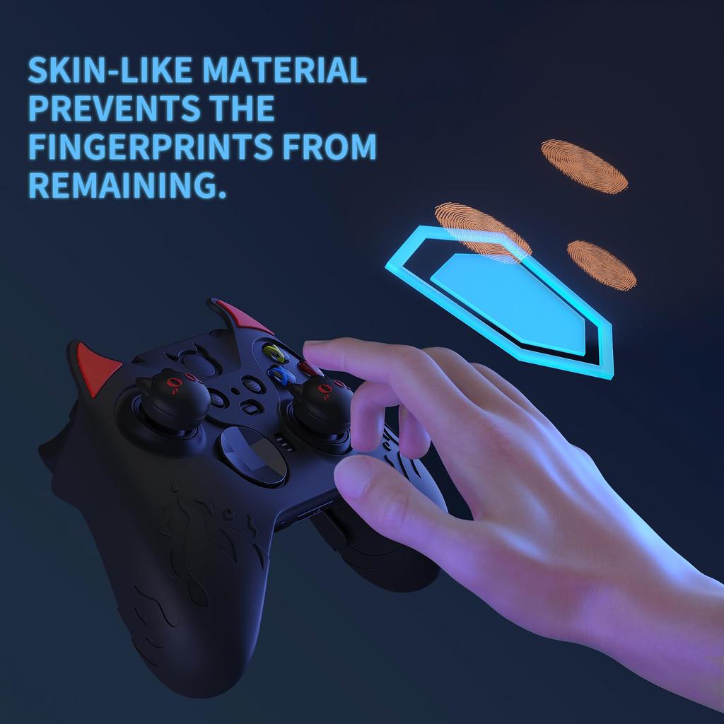PlayVital Cute Demon Silicone Cover for Xbox Elite Wireless Controller Series Includes Thumb Grip Caps 2, (Black)