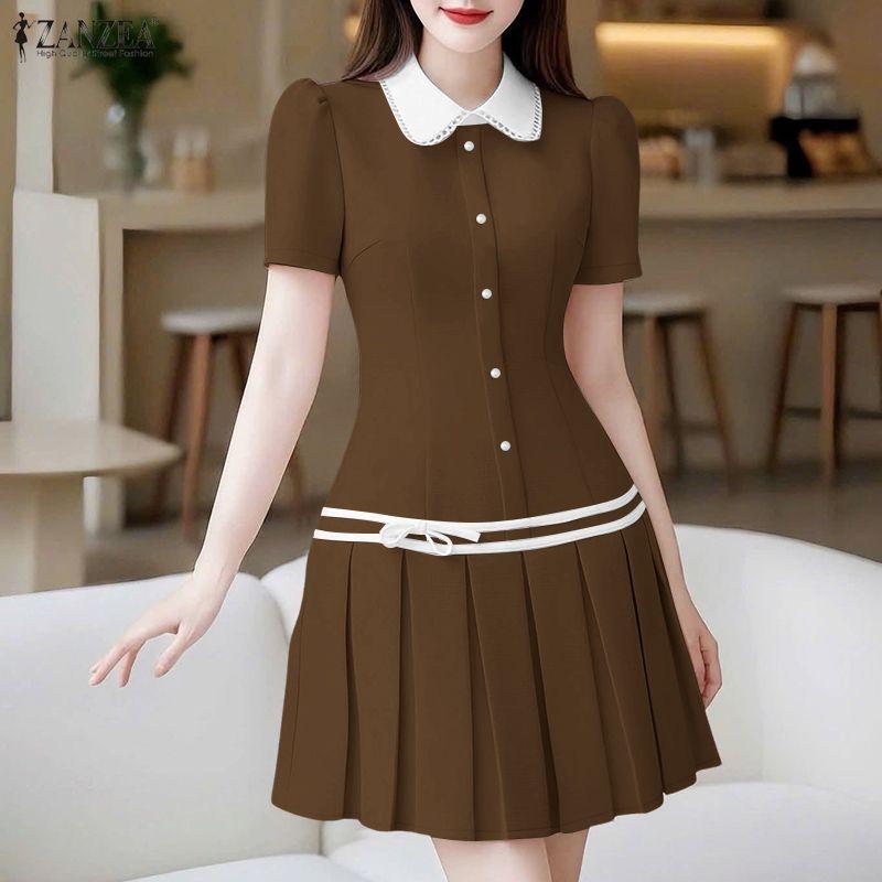 Zanzea Collar Casual Women Doll Summer Short Sleeve Dress