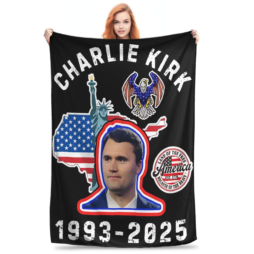 Charlie Kirk 1993 2025 A true Patriot Blanket Multiple Sizes Super Soft Cozy Throw Blankets for Sofa Couch and Bed