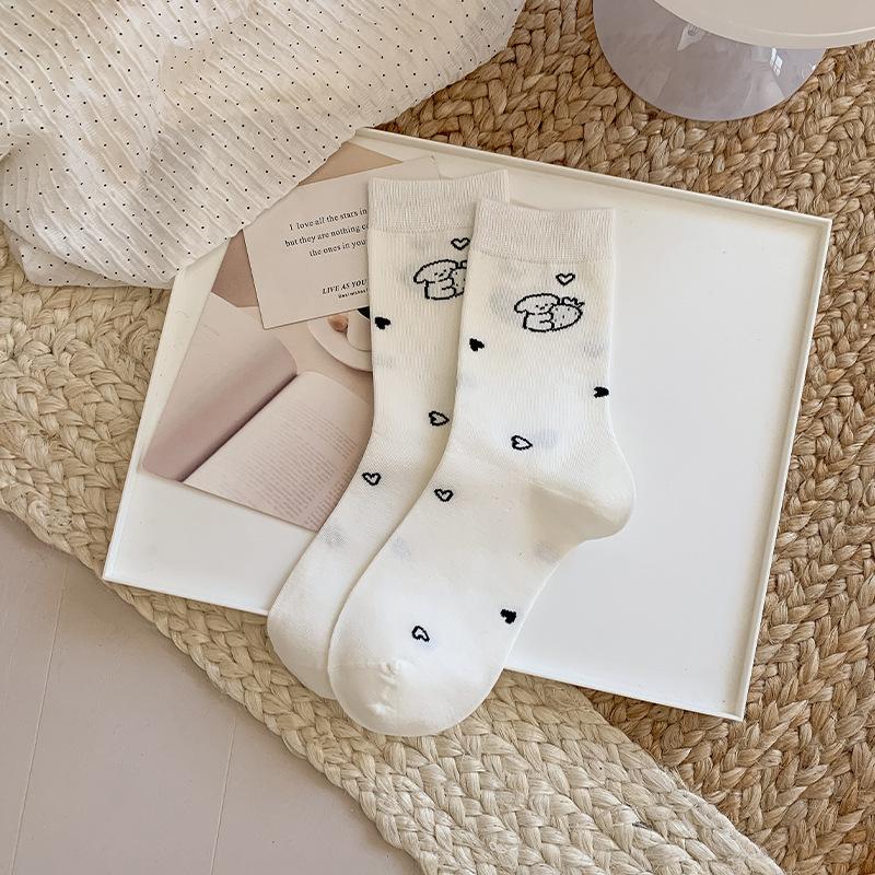 Женские осенние новые мультяшные милые щенки полосатые бесшовные белые гольфы-трубы