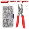 100Pcs Button Claw Set Metal Sewing Buttons Pressure Plier Plastic Pliers Snap Fasteners With Box