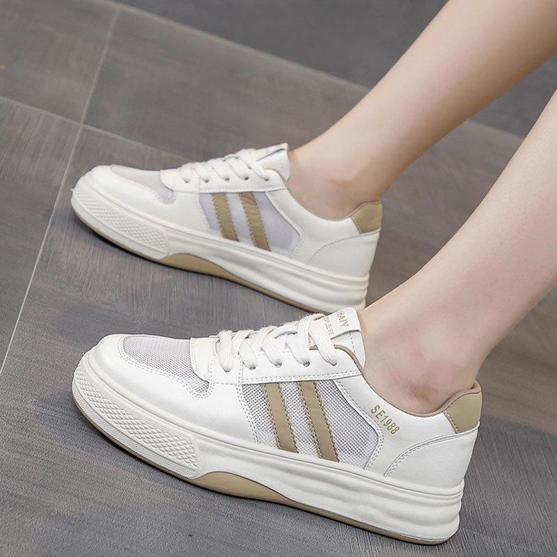 Кожаные сетчатые дышащие тонкие белые туфли на плоской подошве женские летние новые однотонные туфли на мягкой подошве повседневные спортивные туфли для сноуборда