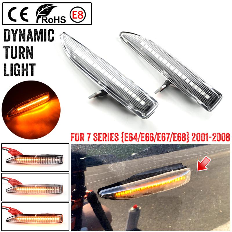 For BMW 7 Series (E65/E66/E67/E68) 2001-2008 63137164757 Car Fender Side Marker Repeater Lights Dynamic LED Turn Signal Lamp