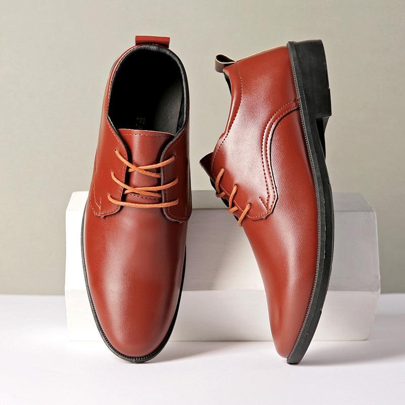 Деловая кожаная обувь мужская черная повседневная рабочая обувь простая модная обувь для шафера на свадьбу универсальная шнуровка мягкая подошва модная мужская обувь