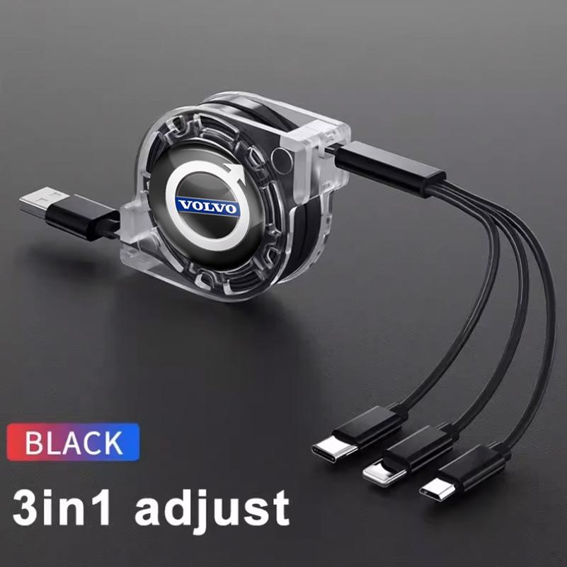 3 в 1 Micro USB Type C Автомобильный зарядный кабель Мультизарядное устройство Для Volvo XC90 XC60 V50 S60 V70 V60 V40 S90 olestar AWD XC40 S80 T6 V90