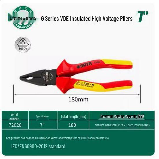 SATA 8-дюймовые изолированные угловые тонкогубцы с кусачками для проволоки (Модели: 72610, 72615, 72627, 70131)