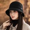 Japanese Style Retro Versatile Pleated Fisherman Hat Autumn and Winter Hat Women's Warm Bucket Hat Outdoor Windproof Basin Hat