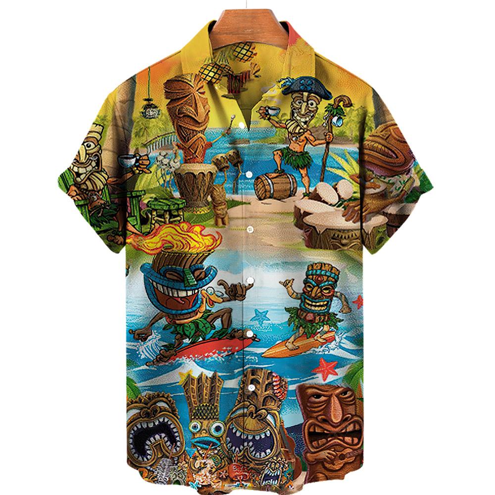 Men's Hawaiian 3d Shirts Streetwear Short Sleeve Oversized Summer Camisa Floral Masculina Blouse Retro