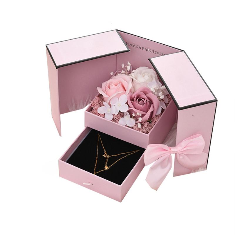 1PC Double Door Rose Gift Box Romantic Gift Packaging Box Valentine's Day Soap Flower Jewelry Packaging Box Empty Box