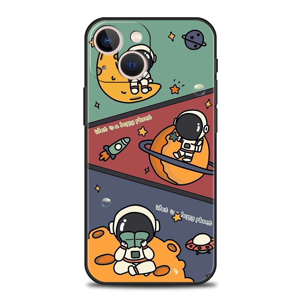 Мультяшный милый чехол-накладка Космонавт для iPhone 17 16 15 14 13 12 Pro Max 11 Pro Max 17 AIR Plus Ударопрочный мягкий корпус из ТПУ