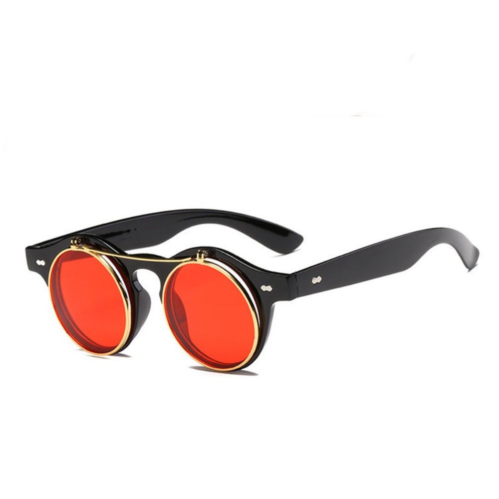Double Layer Outdoor Sunglasses Round Frame Black Shades Glasses Flip Cover Sunglasses