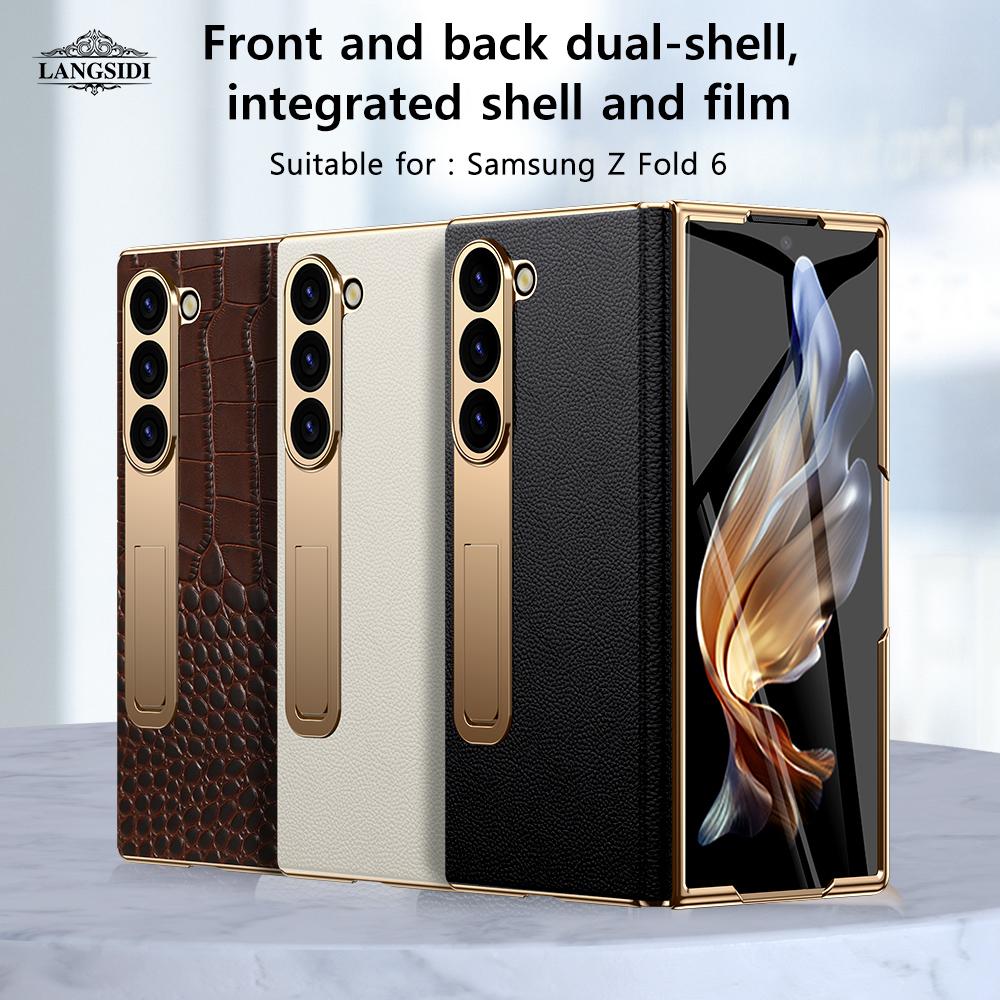 Для Samsung Z Fold 7 6 5 4 3 Натуральная Кожа Магнитный Шарнир Полностью Защитный Чехол-Держатель для Телефона Подставка Складной 6 Ударопрочный Чехол
