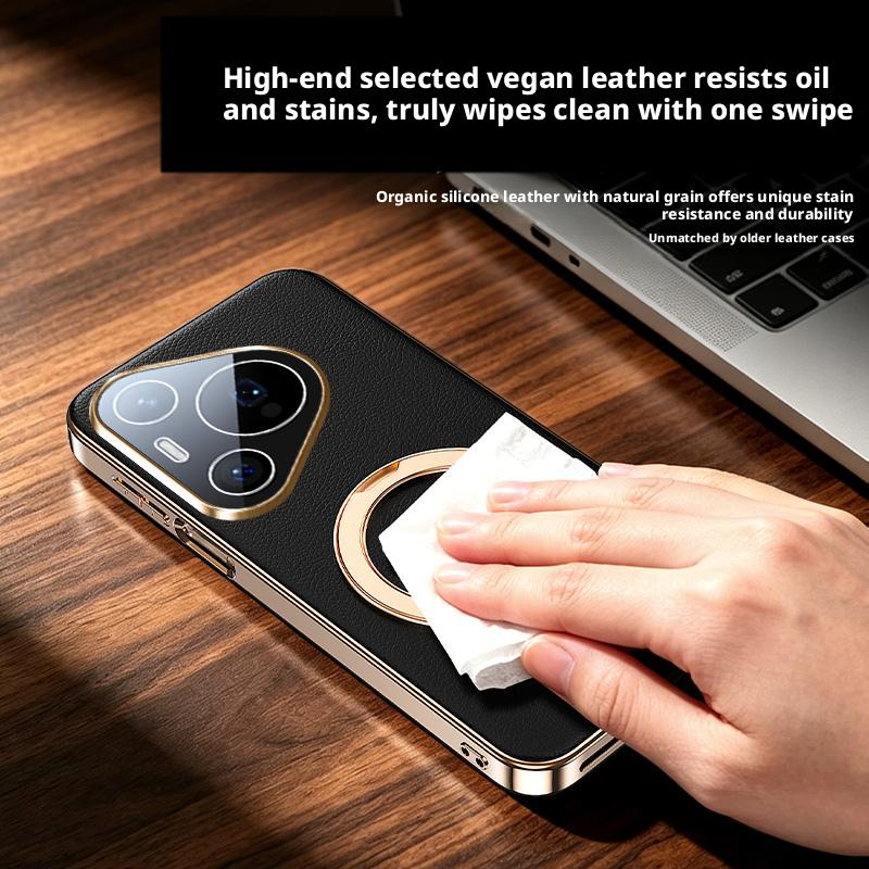 High-End PU Leather Case For Huawei Pura 90s Pro Max/Pura 90s Pro Magnetic 360 ° Rotating Stand Lens Protection Shockproof Cover