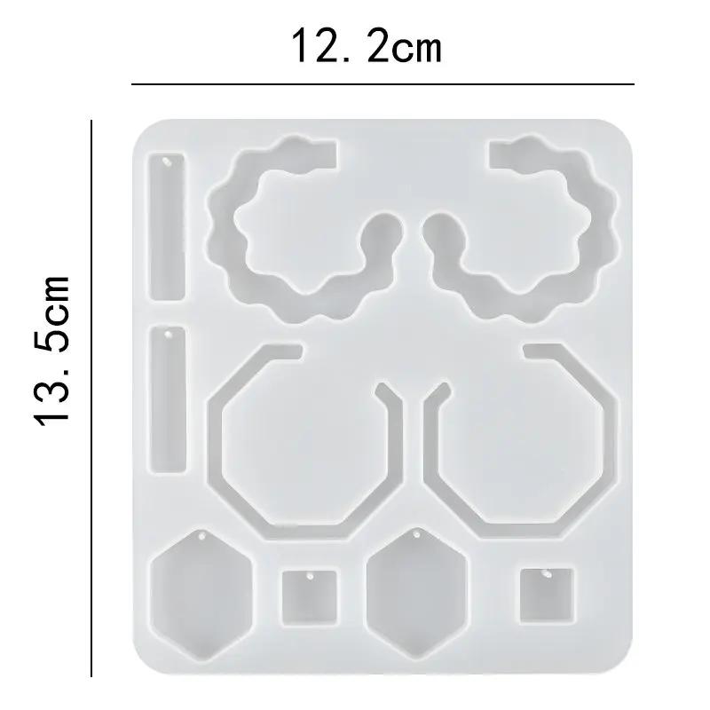 Earring Resin Molds Epoxy Resin Silicone Jewelry Mold with Hole Casting Molds in Various Shapes and Sizes for Earring Making DIY